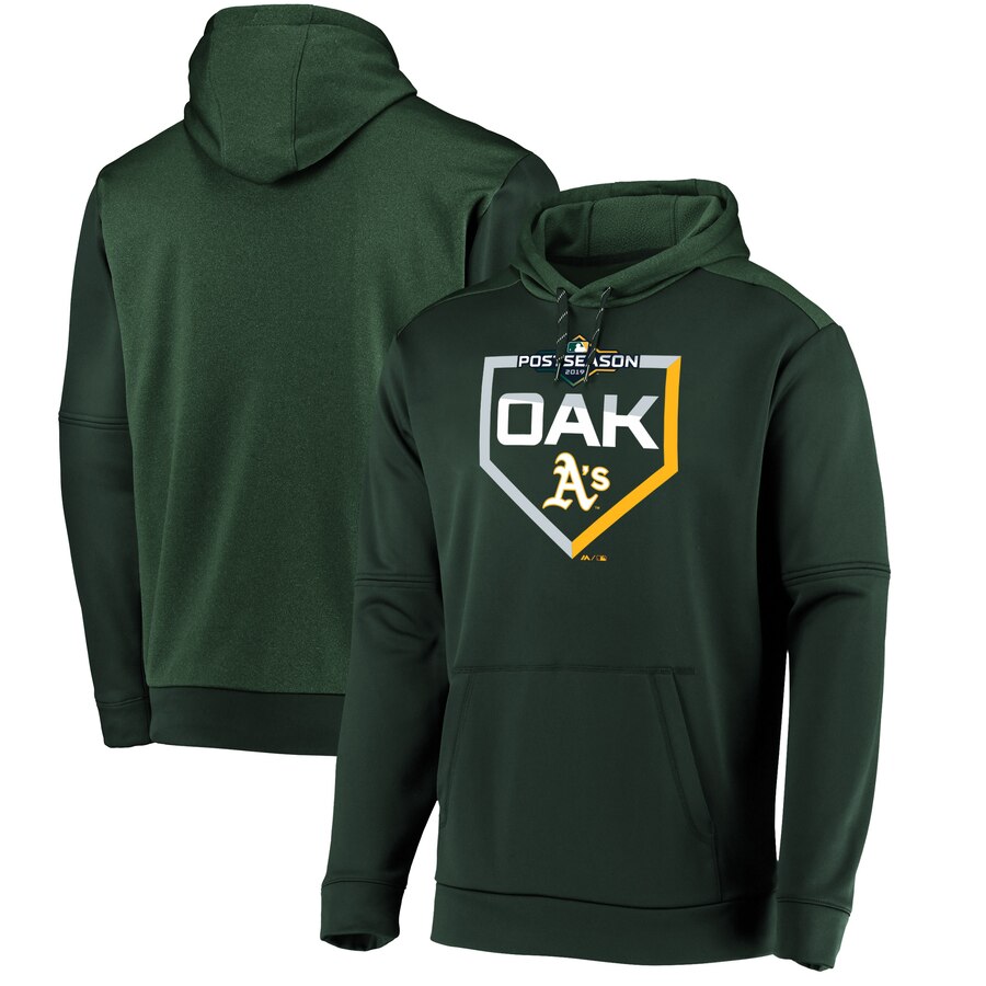 Men's Oakland Athletics Majestic Green 2019 Postseason Dugout Pullover Hoodie